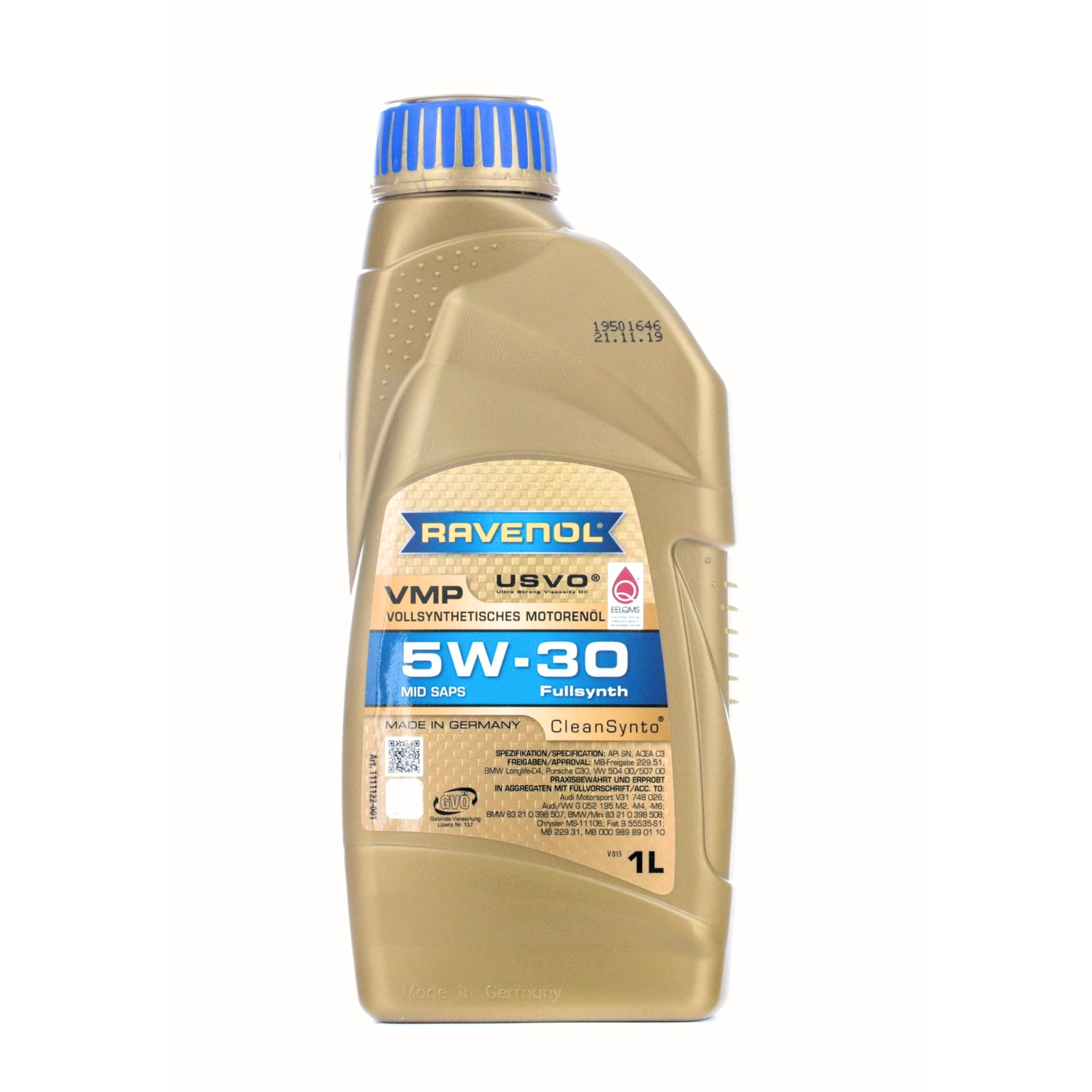 ACEITE DE MOTOR 5W/30 VMP FULL SINTETICO 1L. RAVENOL