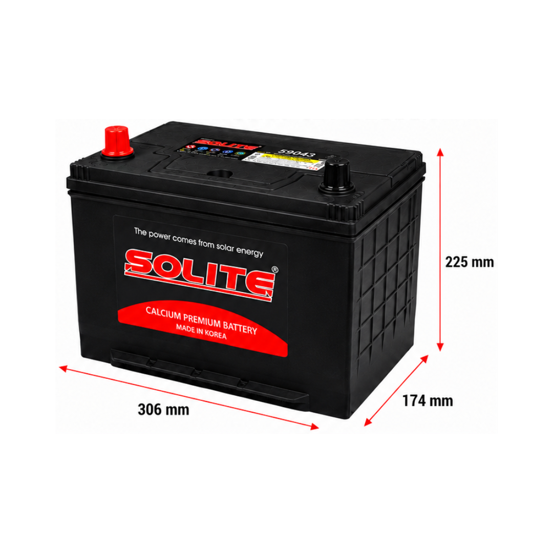 BATERIA SOLITE 90AH 12V 720CCA POSITIVO IZQUIERDO (59043)
