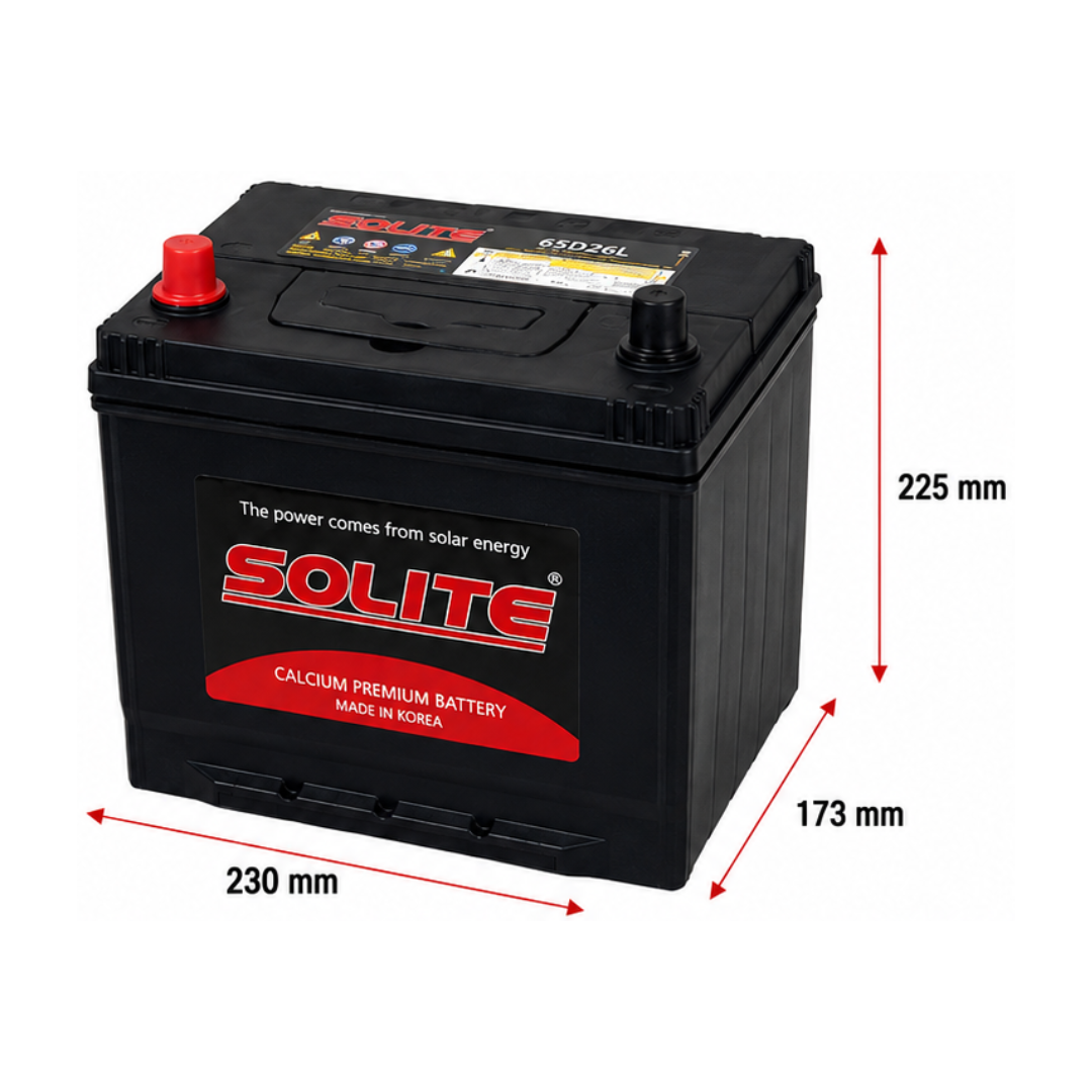 BATERIA SOLITE 65AH 12V 550CCA POSITIVO IZQUIERDO (75D23R)