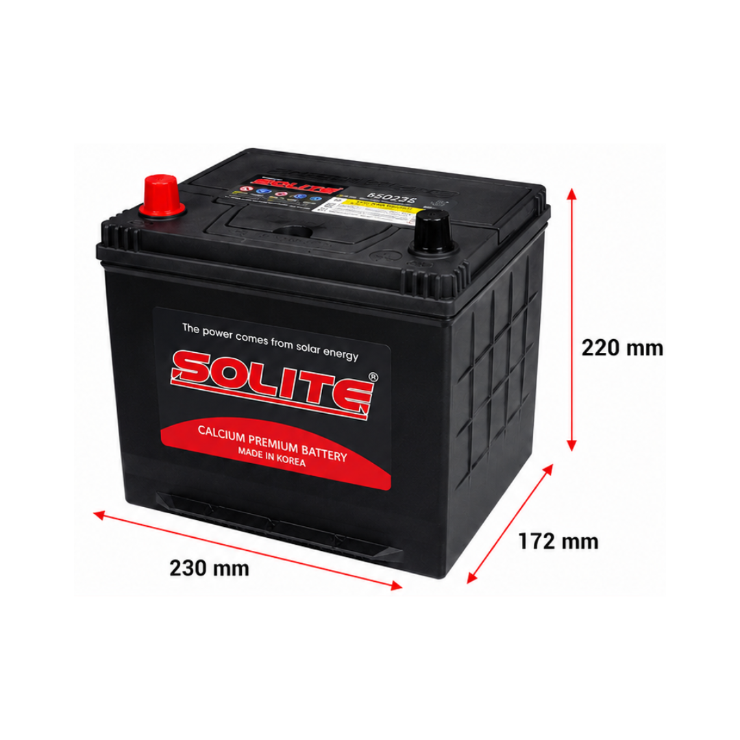 BATERIA SOLITE 60AH 12V 450CCA POSITIVO IZQUIERDO (65D23R)