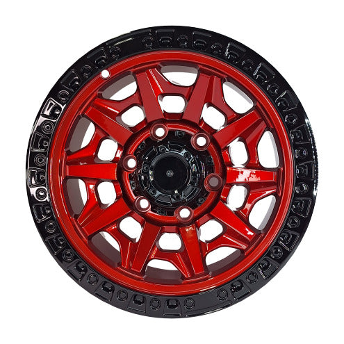 ARO 15X8.0" 6X139.7 ET0 8852 CANDY RED + BLACK LIP (SET DE 4 LLANTAS)