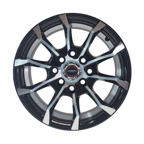 ARO 13X5.5" 4X100/4X114.3 ET35 YL303 BLACK MACHINE FACE +UNDER CUT (SET DE 4 LLANTAS)